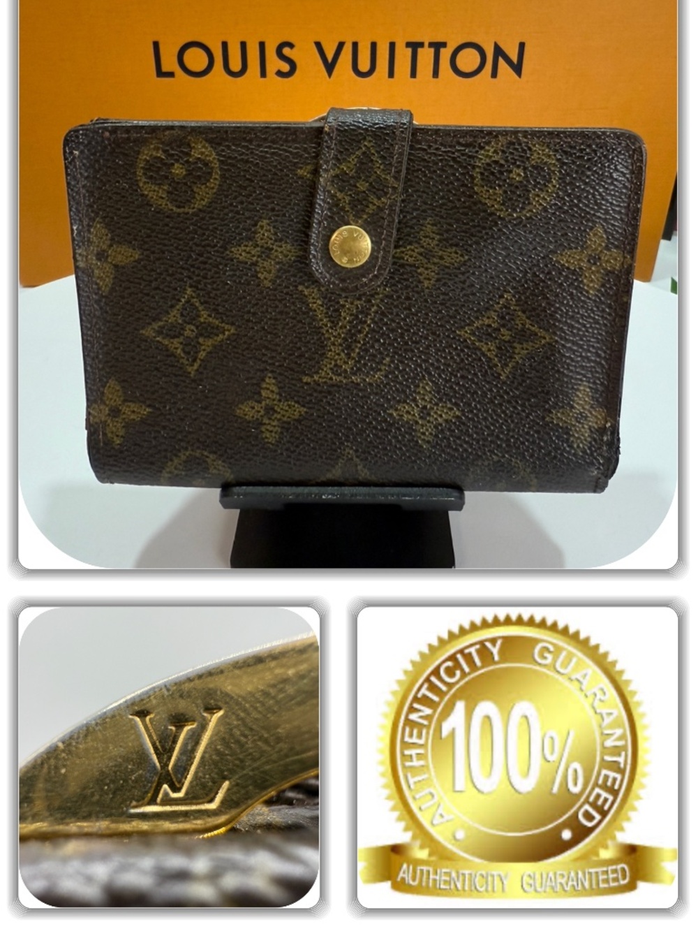 ICONIC LOUIS VUITTON MONOGRAM LV LOGO KISS LOCK WALLET!